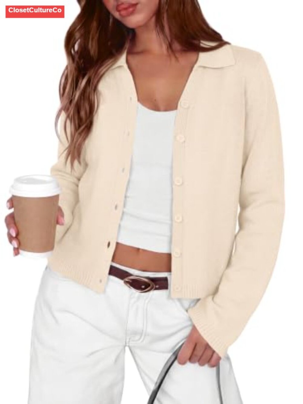 Lightweight Knit Cardigan Sweater Button Down Lapel Women